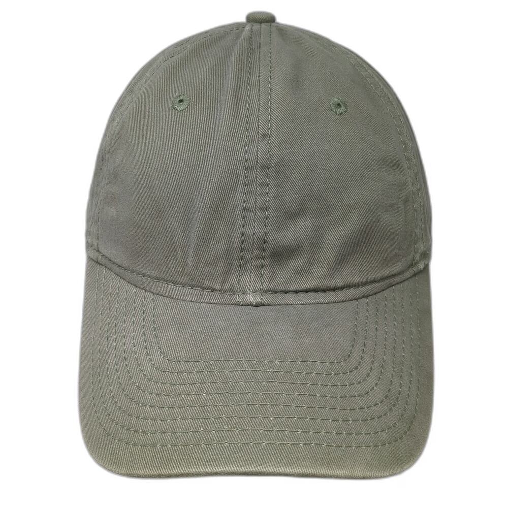 George Baseball Cap Green One Size Cotton Adjustable Slideback Brown Strap Hat